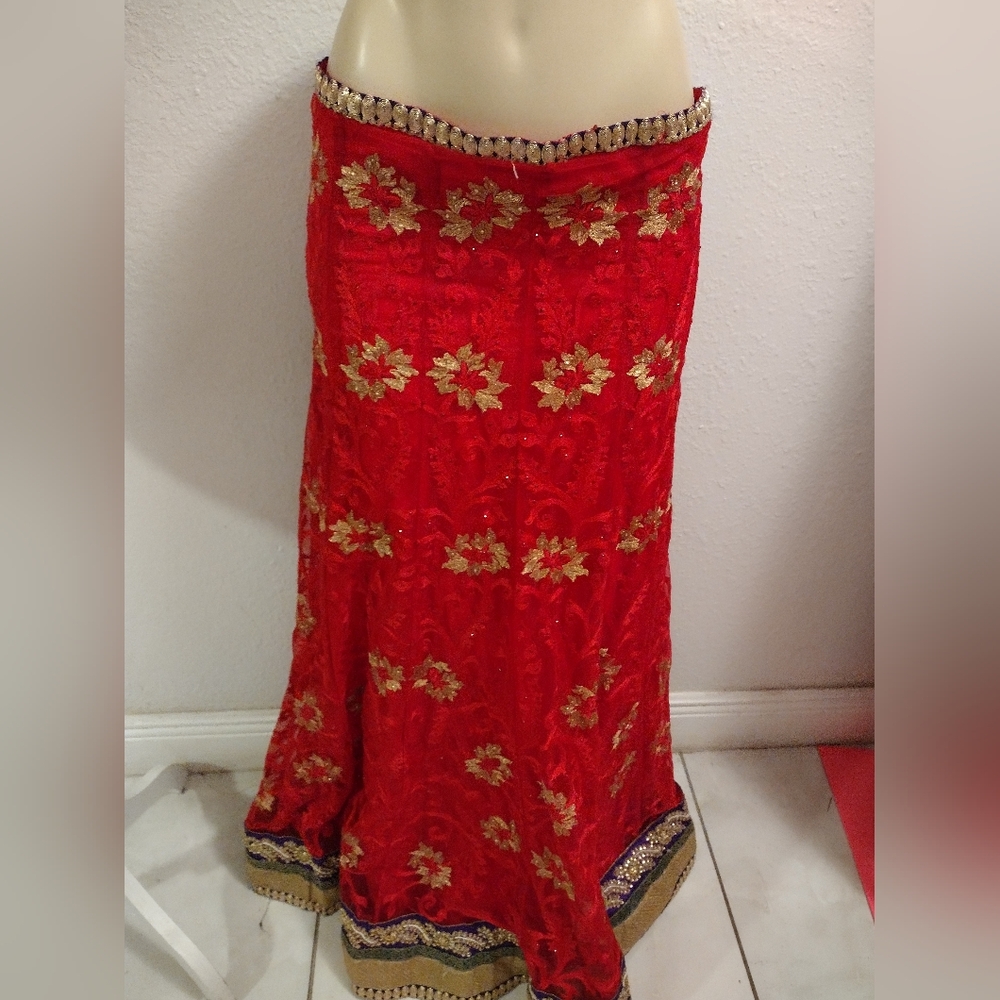 Indian Rhinestone Beaded Embroidered Embellished Skirt